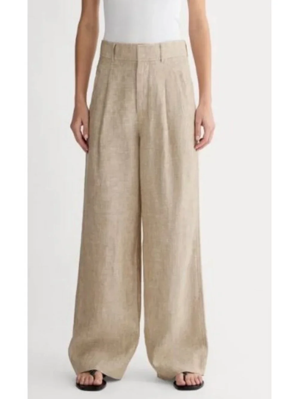 Everlane The Linen Way High Drape Pant Cornstalk Chambray Size 4 NWT